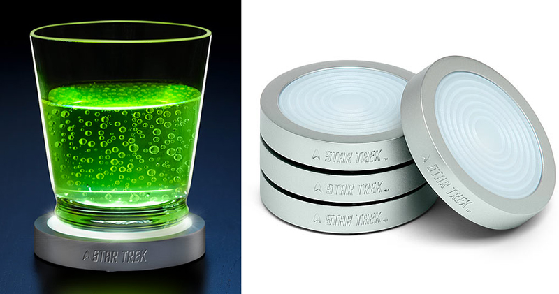 Illustration for article titled Beam Your Booze With Glowing Star Trek Transporter Pad Coasters